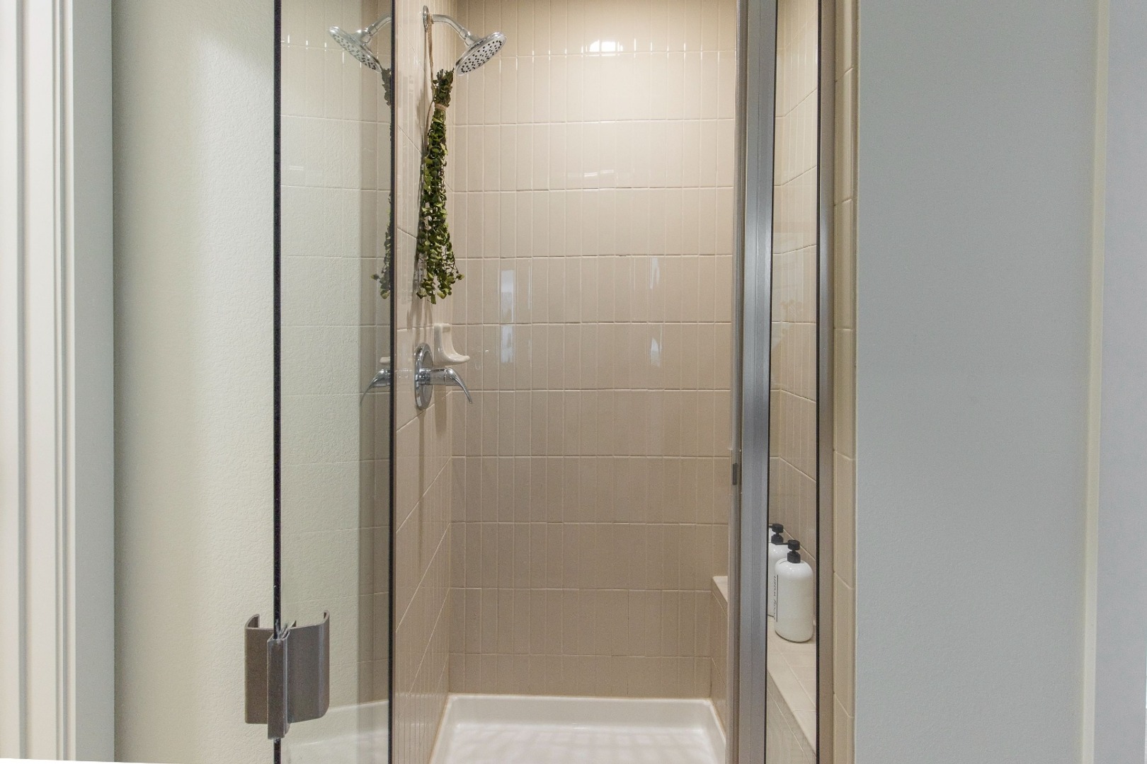 Modern bathroom with ample lighting