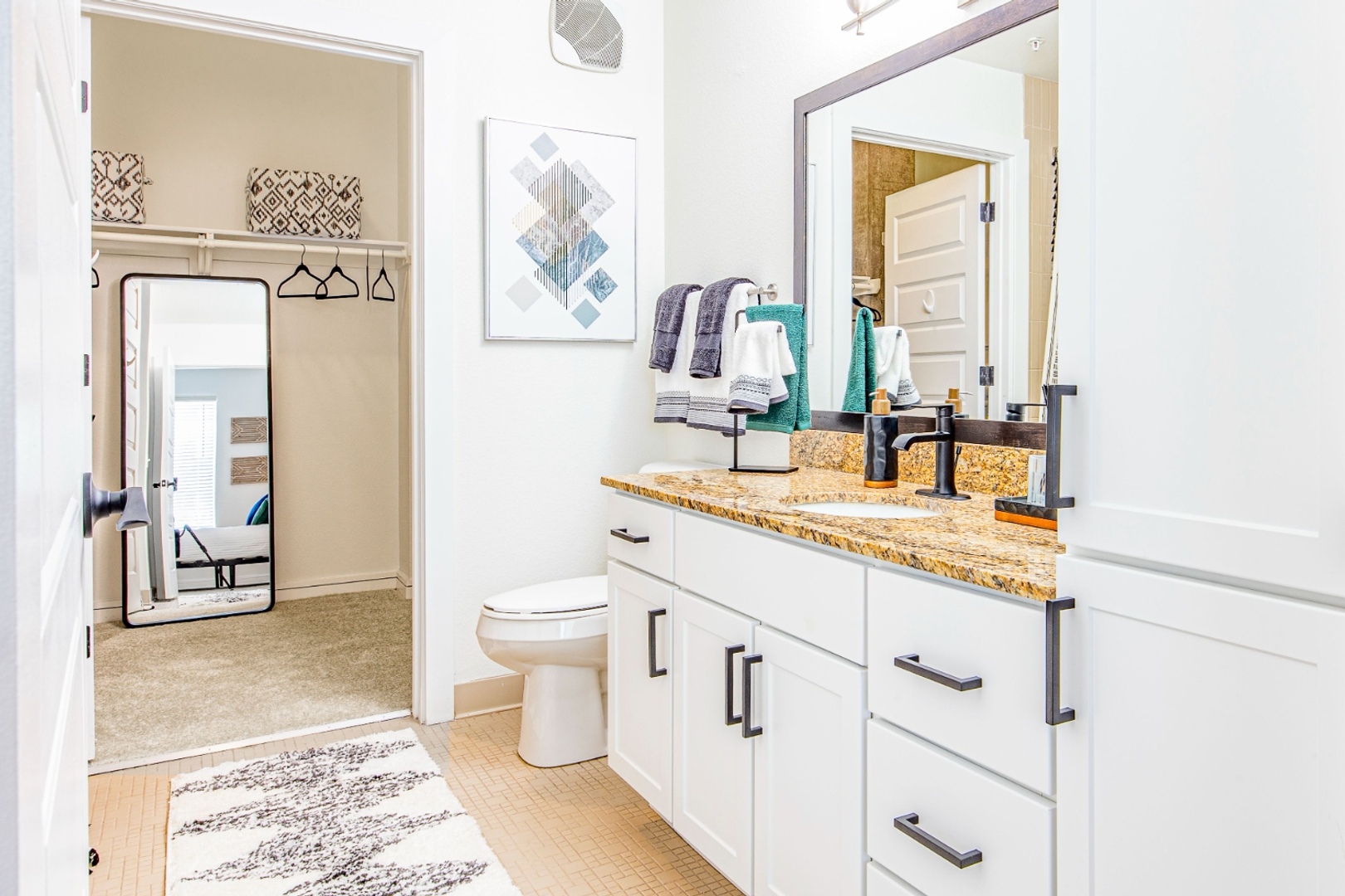 Modern bathroom with ample lighting