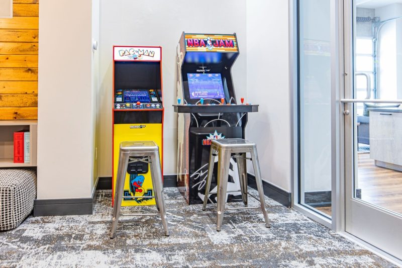 Arcade room with retro style games in the community clubhouse