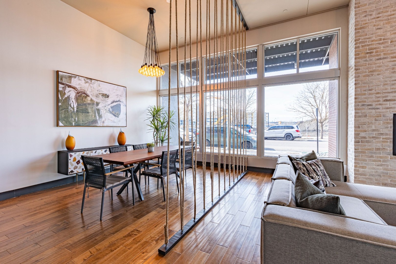 Clubhouse conference table with seating for group meetings