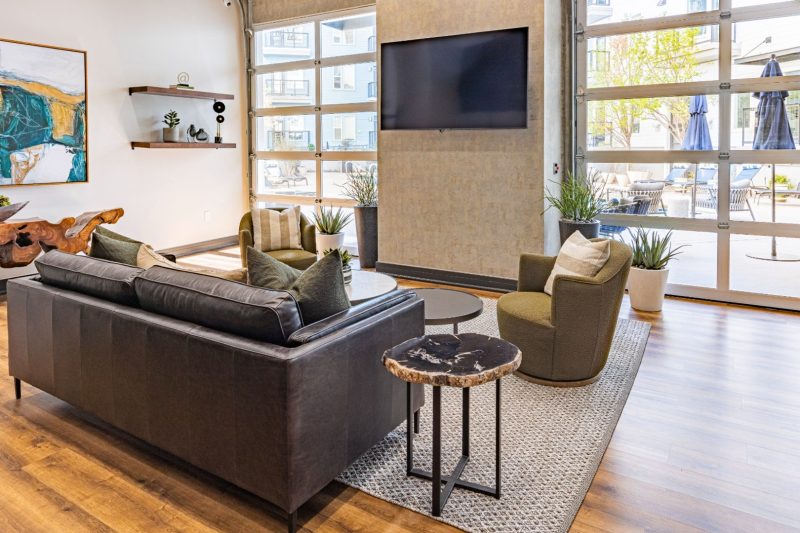 Open lounge area for residents with natural lighting