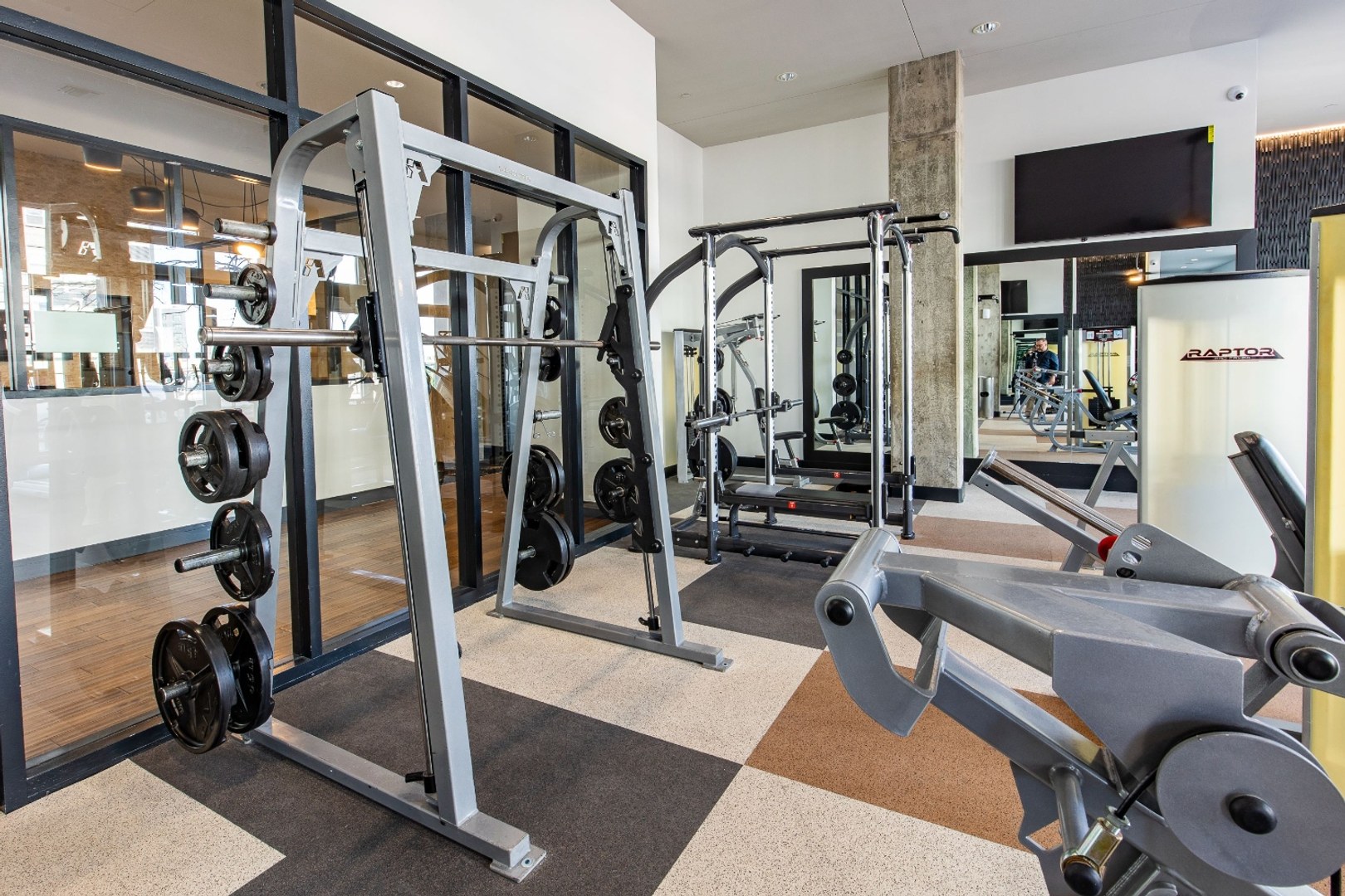 Apartment fitness center with cardio and strength equipment